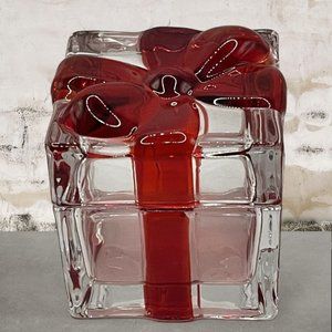 Godinger Gatherings By Shannon Glass Gift with Red Bow Trinket Box